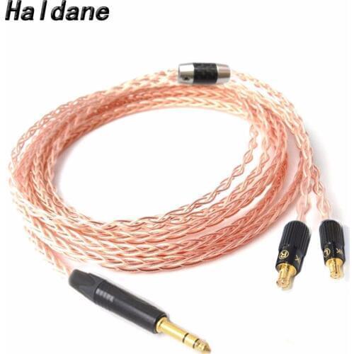 Free Shipping Haldane 1/4" 6.35 mm Hand Made 8 Croes Single Crystal Copper Headphone Upgrade Cable for CKS1100 E40 E50 E70