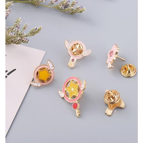 Card Captor Sakura Kero Sword Cosplay Brooches Enamel Pin Lapel Pin Badge Wings Star KINOMOTO SAKURA