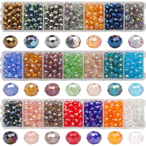 Crystal Glass Spacer Beads AB Faceted Rondelle Beaded 6mm With Container Box For DIY Craft Bracelet Necklace Jewelry Making