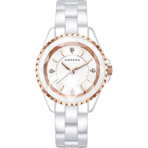 Luxury Brand Business Clock Montre Femme White Ceramic Female Watch Diamond Fashion Waterproof Luminous Pointer Quartz Watches