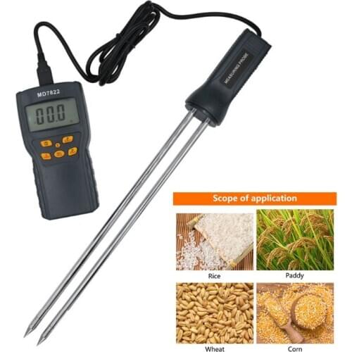 New Digital Grain Moisture Meter MD7822 LCD Display Humidity Tester Contains Wheat Corn Rice Moisture Test Meter G8TB