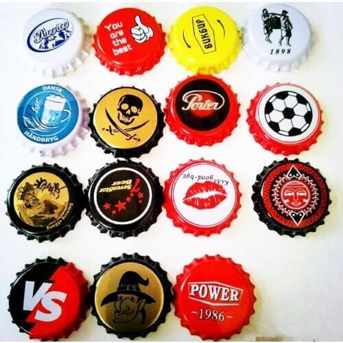 Decoration Beer Bottle Caps Metal Tin Craft Cocktail Caps Beverage Artwork Caps Ornaments Pattern Beer Caps DIY Collection Craft