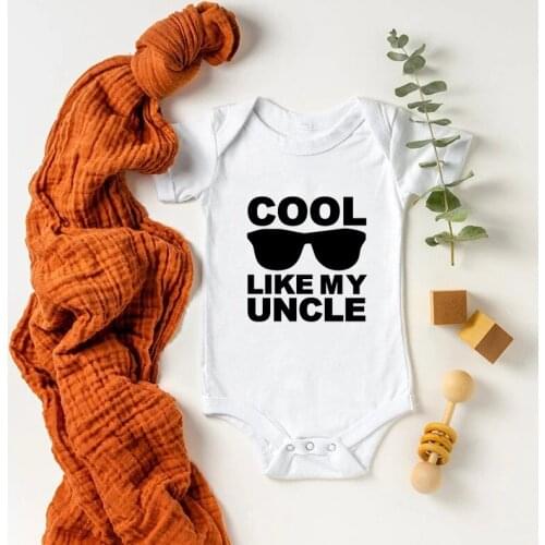 Cool Like My Uncle Print Funny Newborn Baby Bodysuits Cotton Short Sleeve Baby Girl Boy Clothes Toddler Baby Jumpsuits Rompers