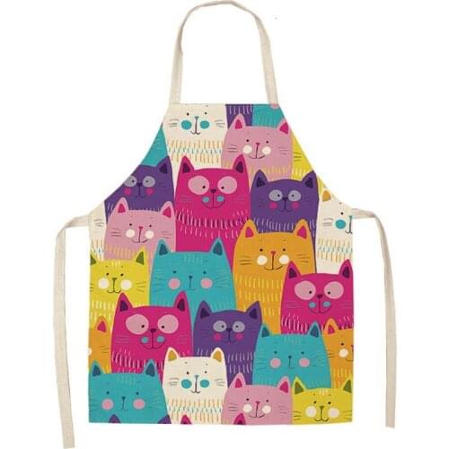 Cat pattern Apron for hairdresser aprons for women goods for home kitchen customizable apron alpaca For home and kitchen