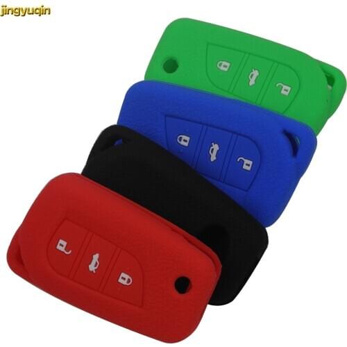 Jingyuqin 50PCS for Toyota Camry Highlander Corolla Prado Reiz Crown RAV4 Remote Fob 3 Buttons Silicone Cover Case Car Styling