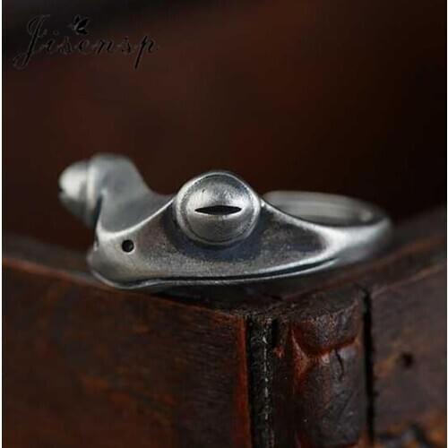 Jisensp Vintage Cute Animal Frog Adjustable Finger Ring for Women Men Retro Punk Creative Animal Figure Ring Craft souvenirs
