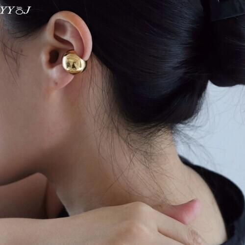 Gold Ball sphere ear cuff earrings without piercing women men minimalist plain punk earcuff rock hip-hop cool jewelry