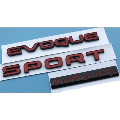Red Letters EVOQUE SPORT Autobiography Trunk Lids Rear Badge Emblem Emblems Badges for Land Rover Discovery Range Rover