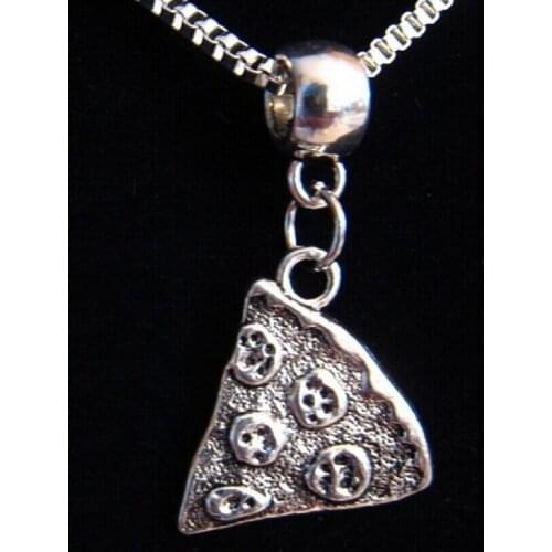 HOT !!! Delicious Pizza Charms Tibetan silver Ancient Gold statement Collar Choker pendant Necklace For Women DIY Jewelry B584