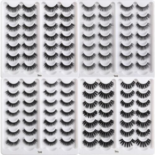 MAANGE 4/14Pairs Wholesale 3D Mink Lashes Natural False Eyelashes Dramatic Fluffy Soft Wispy Volume Cross Reusable Eyelash Bulk