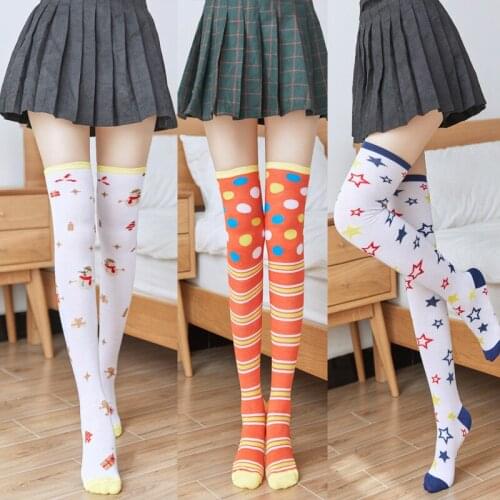 Kawaii Winter Christmas Socks Women Ins Happy Funny Sexy Halloween Holiday Party Knee High Socks Original Christmas Gifts