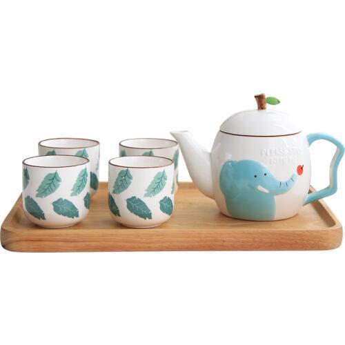 Cartoon Ceramic Teapot Water Bottle Set Household Porcelain Tea Set Cute Cup Tea Coffee pot set Lovely Christmas Gift Fast Post