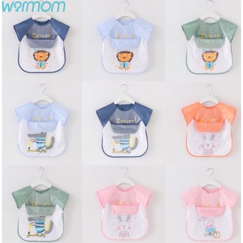 Warmom Waterproof Infant Eating Children Drawing Sleeveless Baby Bandana Bibs Cute Baby Bibs Soft Cotton Meal Burp Eva Cloths