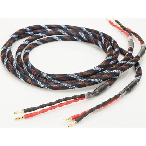 Pair Golden Plated Audiophile Speaker Cable 2.5m hifi speaker wire cable