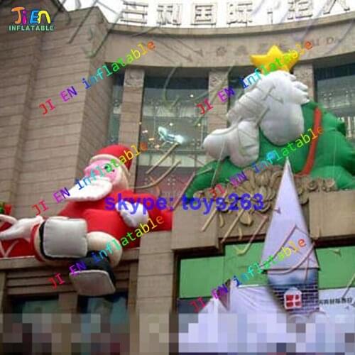 3m high santa claus + 3m high christmas tree for outdoor decoration / Christmas Inflatable tree for Yard /Inflatable Santa Claus