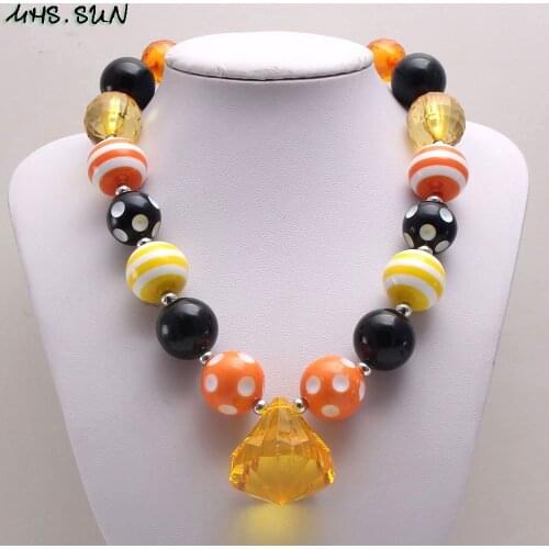 MHS.SUN Halloween Style Chunky Bubblegum Beaded Necklace DIY Handmade Kids Baby Necklace Jewelry For Party Gift 1PC Wholesale