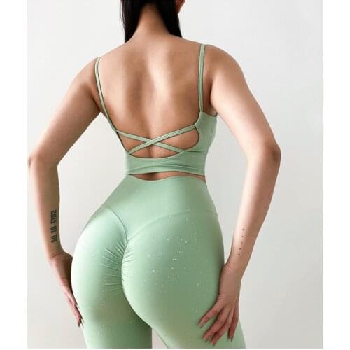 2 Piece Set Workout Clothes for Women Cross Back Sports Bra Set Sportswear Women Quick Dry Gym Clothing Shorts Athletic Yoga Set