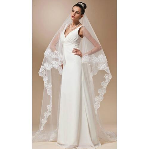 Wedding Veil Lace Cathedral Accessories About 3 M Long Voile Mariage Cotton Cheaps Simple Vail Bride Bridal veil comb