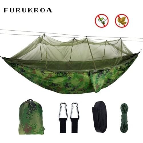 Outdoor Camping Hammock Mosquito Net Hanging Bed Parachute Fabric Sleep Swing Ultralight Portable Sleeping Chair Hammocks X244B