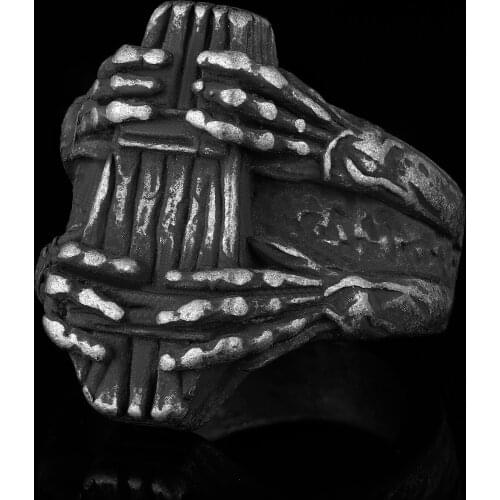 Vintage Unique Vampire Coffin Biker Ring Men Boys Retro Stainless Steel Punk Coffin Rings Cool Men Boys Gothic Ring Wholesale