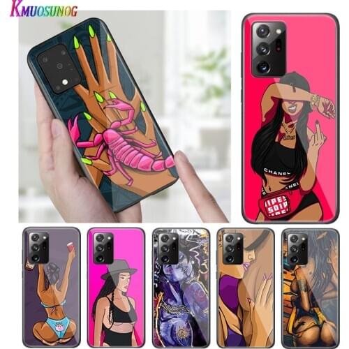 Bright Black Cover Cute Girl Summer Art for Samsung S20 Ultra Plus A91 A81 A71 A51 A41 A31 A21 A21S A11 5G Phone Case