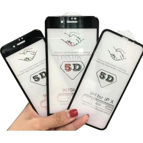 Factory Price 5D Full Cover Tempered Glass Protector for iPhone X XR Xs Max 6s 6 8 7 plus 100pcs no retail packaging