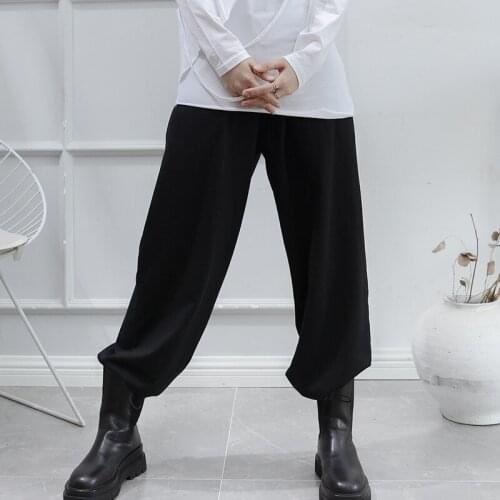 Womens spring and autumn new classic dark Korean version of the Japanese trouser leg pull rope design with nine-point pants