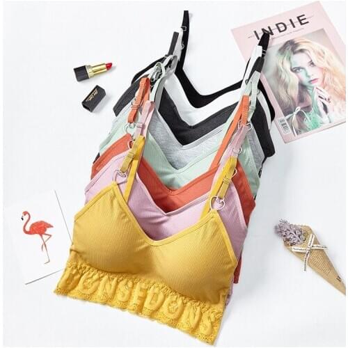 Women Crop Tops Tanks Female Underwear Sexy Deep V Lingerie Solid Color Padded Camis Crop Top Lace Camisoles for Woman