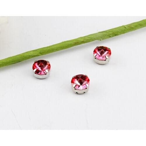 10mm Round crystal glass non-porous rhinestone tourmaline silver bottom with silver claw handicraft pendant accessory decoration