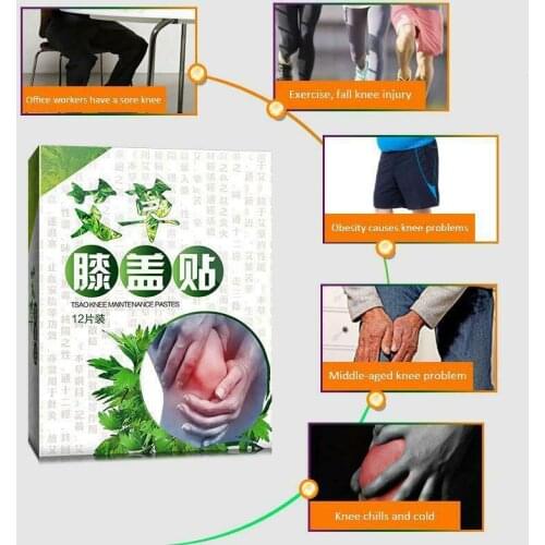 Hot 12Pcs Knee Moxa Hot Moxibustion Plaster Leg Warming Meridians Patches sy998