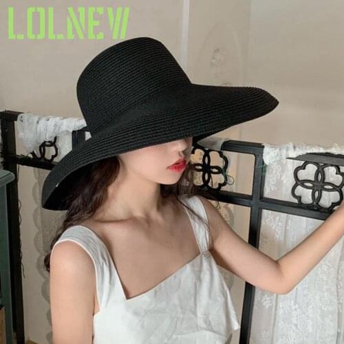 25CM Wide Brim Oversized Beach Hats For Women Large Straw Hat UV Protection Foldable Sun Shade Hat Wholesale Dropshipping