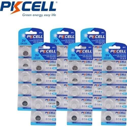 30Pcs 6Card PKCELL CR1220 3v Button Coin Cell Lithium Batteries Equal To BR1220 KL1220 5012LC L1220 ECR1220 40mAh For Watch
