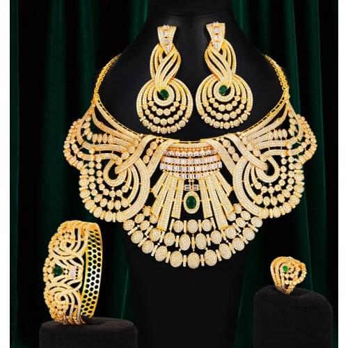 High Quality 4PCS Luxury BOLD Chokers African Jewelry Set For Women Wedding earings fashion jewelry 2021 indian jewelry Sets