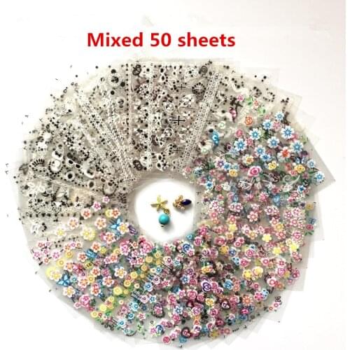 50 Designs Nail Stickers on Bowknot Nails Dandelion Flower Stickers for Nails Art Decor Nail Art Water Transfer Stickers Decals