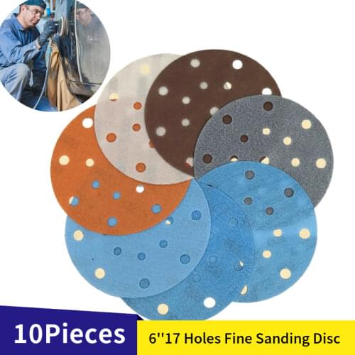 6Inch 17 holes FV Superfine Sanding Disc Waterproof Sandpaper 600- 4000 Grits for Wet or Dry Automotive Polishing(Pack of 10)