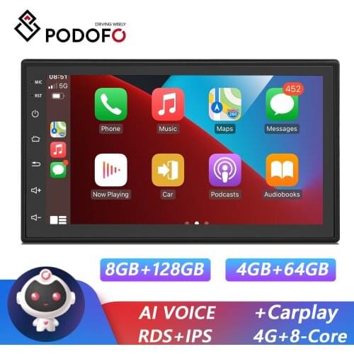 Podofo Android 2Din Car Radio Multimedia Stereo Video Player Carplay WIFI GPS For Universal Volkswagen Nissan Hyundai Toyota