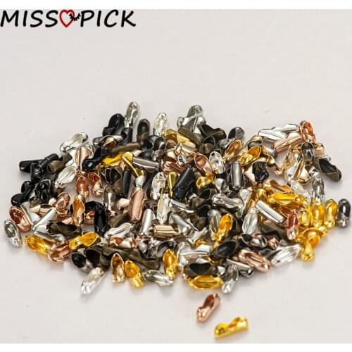 100Pcs/Lot 1.5 2.0 2.4 3.2 mm Ball Beads Chain Connectors Clasps End Beads Crimp Diy Jewelry Chains Making Supplies Accessories