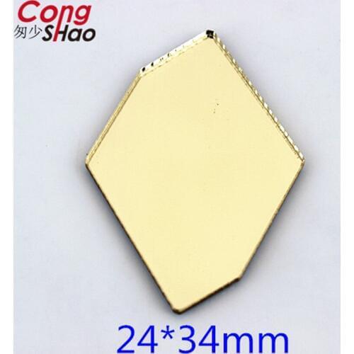 Cong Shao 24*34mm 10pcs Top Quality coffee mirror Hot fix Acrylic rhinestones flatback Stone crystal for DIY Garment trim ZZ3001
