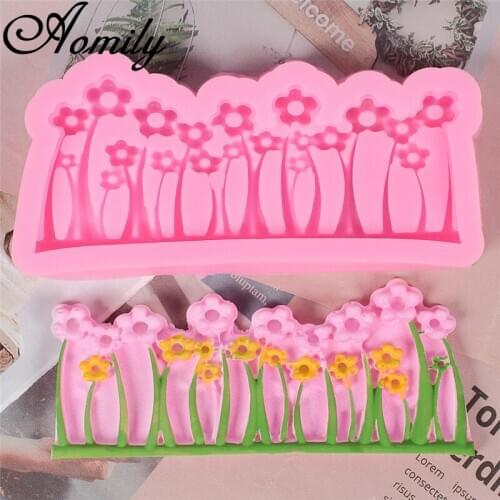 Aomily Flowers Cake Mold Pastry Chocolate Candy Jelly Cake Mould Silicone Mold Ice Block Soap Mould Baking Tool Cake Decorating