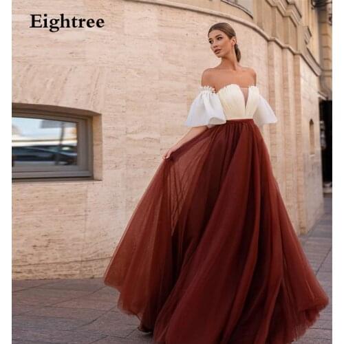 Eightree Colorful A Line Beach Wedding Dresses Bridal Gowns Off Shoulder Pleated Boho A-Line Bride Dress Robe Mariee