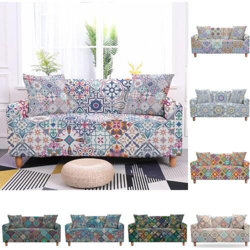 Bohemian Sofa Cover Stretch Mandala Printed Elastic Couch Cover Case for Corner Sectional Sofa funda de sofá L Shape Sofa