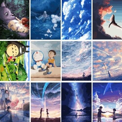 Japanese Anime Series DIY Painting By Numbers Acrylic Paint Handmade Oil Painting Wall Art Picture Home Decor New Year Gift