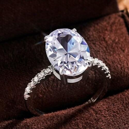 Classic Silver Color Brilliant Oval CZ Women Rings Engagement Wedding Accessories Simple Versatile Female Rings