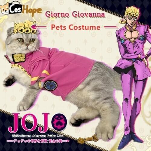 Giorno Giovanna Cosplay Jojo Bizarre Adventure Cosplay Pets Costumes for Cats and Dogs