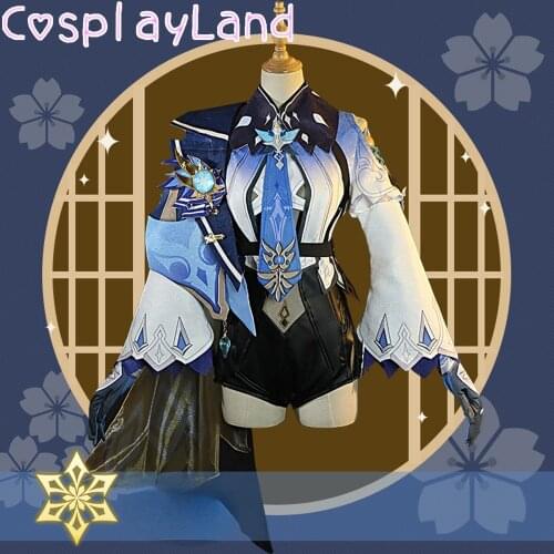 Game Genshin Impact Eula Cosplay Costume Carnival Halloween Outfit Women Jumpsuit Role Play Clothing Accessories Full Set