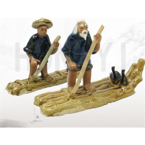People support bamboo row boat ceramic handicraft landscaping for aquarium fish tank