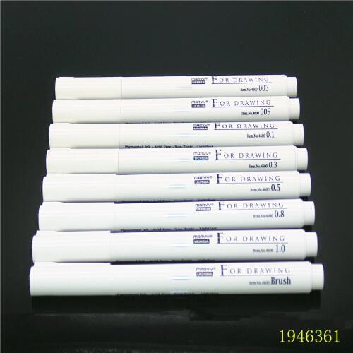 Marvy Art Markers Sketch Liner Brush 0.03mm/0.05mm/0.1mm/0.3/0.5/0.8/1.0mm Drawing Pen Design Comic Painting Art Supplies