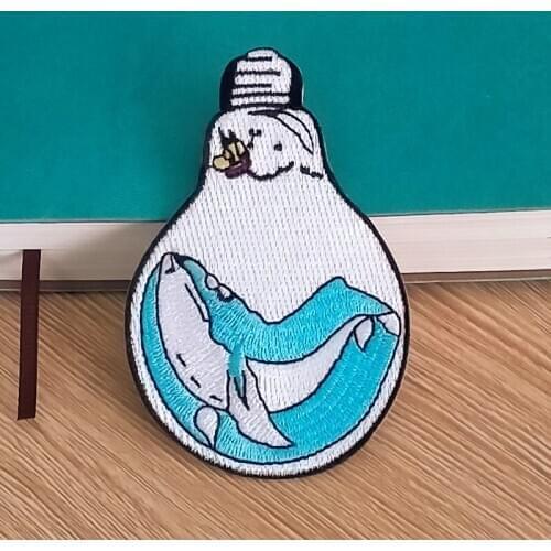 Iron On Patch Whale/Sea Wave Patch Embroidery Patches For Clothing DIY Wilderness Badge Patches For Clothes Applique Accessory