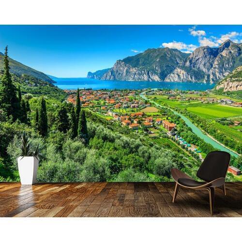 Papel de parede River town of Italy city building 3d landscape wallpaper,living room bedroom wall papers home decor mural