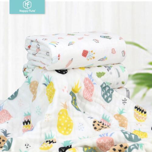Happy Flute 1Pcs 6 layers Muslin 100% Cotton Baby Swaddles Soft Newborn Blankets Gauze infant wrap sleepsa